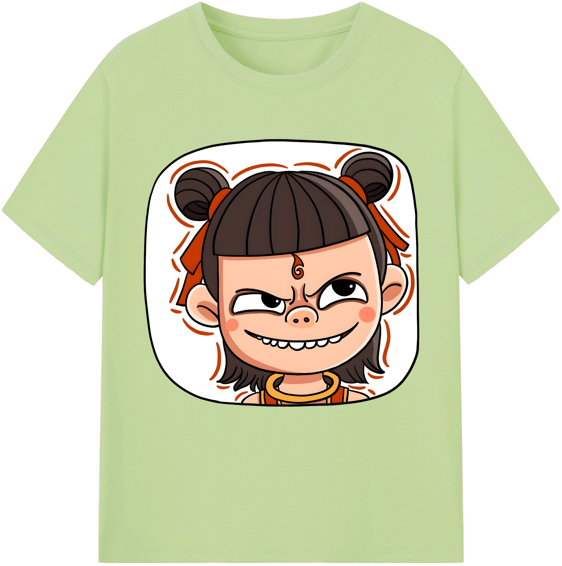 （画像用） Ne Zha 2 ナタ 魔童の大暴れ 綿100％半袖Tシャツ（フロントプリント）